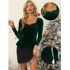 imageAllegra K Velvet Blouse for Womens Elegant Sweetheart Neck Long Sleeve Peplum TopDark Green