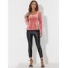imageAllegra K Velvet Blouse for Womens Elegant Sweetheart Neck Long Sleeve Peplum TopPink