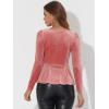 imageAllegra K Velvet Blouse for Womens Elegant Sweetheart Neck Long Sleeve Peplum TopPink