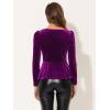 imageAllegra K Velvet Blouse for Womens Elegant Sweetheart Neck Long Sleeve Peplum TopPurple