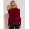 imageAllegra K Velvet Blouse for Womens Elegant Sweetheart Neck Long Sleeve Peplum TopRed