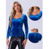 imageAllegra K Velvet Blouse for Womens Elegant Sweetheart Neck Long Sleeve Peplum TopRoyal Blue