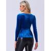 imageAllegra K Velvet Blouse for Womens Elegant Sweetheart Neck Long Sleeve Peplum TopRoyal Blue