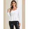 imageAllegra K Velvet Blouse for Womens Elegant Sweetheart Neck Long Sleeve Peplum TopWhite