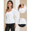 imageAllegra K Velvet Blouse for Womens Elegant Sweetheart Neck Long Sleeve Peplum TopWhite