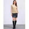 imageAllegra K Velvet Tops for Women Crew Neck Puff Long Sleeve Casual Pullover Fall Winter Blouses TopBeige