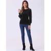 imageAllegra K Velvet Tops for Women Crew Neck Puff Long Sleeve Casual Pullover Fall Winter Blouses TopBlack