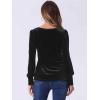 imageAllegra K Velvet Tops for Women Crew Neck Puff Long Sleeve Casual Pullover Fall Winter Blouses TopBlack