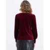 imageAllegra K Velvet Tops for Women Crew Neck Puff Long Sleeve Casual Pullover Fall Winter Blouses TopBurgundy