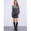 imageAllegra K Velvet Tops for Women Crew Neck Puff Long Sleeve Casual Pullover Fall Winter Blouses TopGrey
