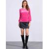 imageAllegra K Velvet Tops for Women Crew Neck Puff Long Sleeve Casual Pullover Fall Winter Blouses TopHot Pink