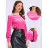 imageAllegra K Velvet Tops for Women Crew Neck Puff Long Sleeve Casual Pullover Fall Winter Blouses TopHot Pink