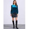 imageAllegra K Velvet Tops for Women Crew Neck Puff Long Sleeve Casual Pullover Fall Winter Blouses TopPeacock Blue