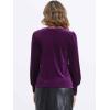imageAllegra K Velvet Tops for Women Crew Neck Puff Long Sleeve Casual Pullover Fall Winter Blouses TopPurple