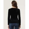 imageAllegra K Velvet Tops for Womens Long Sleeves Sweetheart Neck BlouseBlack