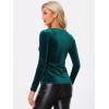 imageAllegra K Velvet Tops for Womens Long Sleeves Sweetheart Neck BlouseBlue Green