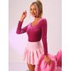 imageAllegra K Velvet Tops for Womens Long Sleeves Sweetheart Neck BlouseHot Pink