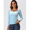 imageAllegra K Velvet Tops for Womens Long Sleeves Sweetheart Neck BlouseLight Blue