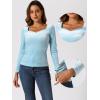 imageAllegra K Velvet Tops for Womens Long Sleeves Sweetheart Neck BlouseLight Blue