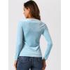 imageAllegra K Velvet Tops for Womens Long Sleeves Sweetheart Neck BlouseLight Blue