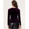imageAllegra K Velvet Tops for Womens Long Sleeves Sweetheart Neck BlousePurple
