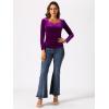imageAllegra K Velvet Tops for Womens Long Sleeves Sweetheart Neck BlousePurple Red
