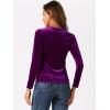 imageAllegra K Velvet Tops for Womens Long Sleeves Sweetheart Neck BlousePurple Red