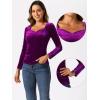imageAllegra K Velvet Tops for Womens Long Sleeves Sweetheart Neck BlousePurple Red