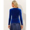 imageAllegra K Velvet Tops for Womens Long Sleeves Sweetheart Neck BlouseRoyal Blue