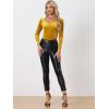imageAllegra K Velvet Tops for Womens Long Sleeves Sweetheart Neck BlouseYellow