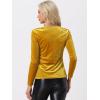 imageAllegra K Velvet Tops for Womens Long Sleeves Sweetheart Neck BlouseYellow