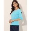 imageAllegra K Womens Casual Round Neck Elbow Sleeve t Shirts Slim Fit Blouses Tops FashionAqua Blue