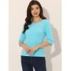 imageAllegra K Womens Casual Round Neck Elbow Sleeve t Shirts Slim Fit Blouses Tops FashionAqua Blue