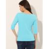 imageAllegra K Womens Casual Round Neck Elbow Sleeve t Shirts Slim Fit Blouses Tops FashionAqua Blue