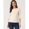 imageAllegra K Womens Casual Round Neck Elbow Sleeve t Shirts Slim Fit Blouses Tops FashionBeige