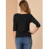 imageAllegra K Womens Casual Round Neck Elbow Sleeve t Shirts Slim Fit Blouses Tops FashionBlack