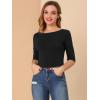 imageAllegra K Womens Casual Round Neck Elbow Sleeve t Shirts Slim Fit Blouses Tops FashionBlack