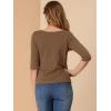 imageAllegra K Womens Casual Round Neck Elbow Sleeve t Shirts Slim Fit Blouses Tops FashionBrown