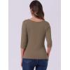 imageAllegra K Womens Casual Round Neck Elbow Sleeve t Shirts Slim Fit Blouses Tops FashionCamel