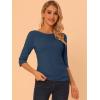 imageAllegra K Womens Casual Round Neck Elbow Sleeve t Shirts Slim Fit Blouses Tops FashionDark Blue