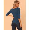 imageAllegra K Womens Casual Round Neck Elbow Sleeve t Shirts Slim Fit Blouses Tops FashionDark Blue