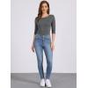 imageAllegra K Womens Casual Round Neck Elbow Sleeve t Shirts Slim Fit Blouses Tops FashionDark Gray2