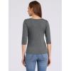 imageAllegra K Womens Casual Round Neck Elbow Sleeve t Shirts Slim Fit Blouses Tops FashionDark Gray2