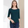 imageAllegra K Womens Casual Round Neck Elbow Sleeve t Shirts Slim Fit Blouses Tops FashionDark Green