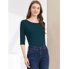 imageAllegra K Womens Casual Round Neck Elbow Sleeve t Shirts Slim Fit Blouses Tops FashionDark Green