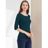 imageAllegra K Womens Casual Round Neck Elbow Sleeve t Shirts Slim Fit Blouses Tops FashionDark Green