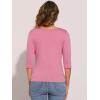 imageAllegra K Womens Casual Round Neck Elbow Sleeve t Shirts Slim Fit Blouses Tops FashionDark Pink