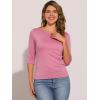 imageAllegra K Womens Casual Round Neck Elbow Sleeve t Shirts Slim Fit Blouses Tops FashionDark Pink