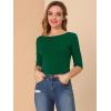 imageAllegra K Womens Casual Round Neck Elbow Sleeve t Shirts Slim Fit Blouses Tops FashionDeep Green