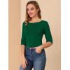 imageAllegra K Womens Casual Round Neck Elbow Sleeve t Shirts Slim Fit Blouses Tops FashionDeep Green